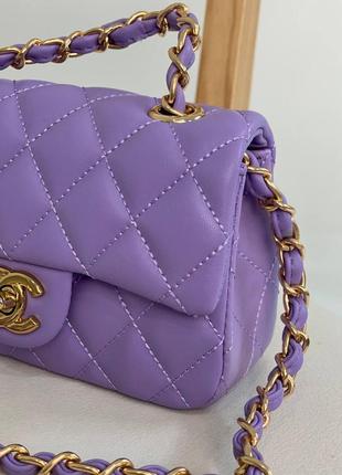 Красива жіноча сумочка chanel зі шкіри брендовий клатч шанель фіолетовий на ланцюжку3 фото