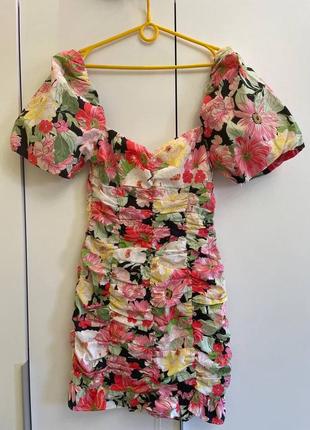Платье zara цветочный принт