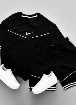 Мужской спортивный комплект nike на лето в черном цвете premium качества, стильный и удобный комплект на каждый день