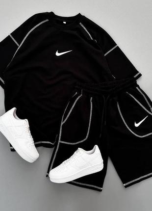 Мужской спортивный комплект nike на лето в черном цвете premium качества, стильный и удобный комплект на каждый день