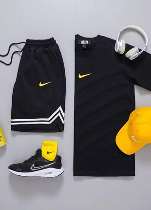 Мужской спортивный комплект nike на лето в черном цвете premium качества, стильный и удобный комплект на каждый день