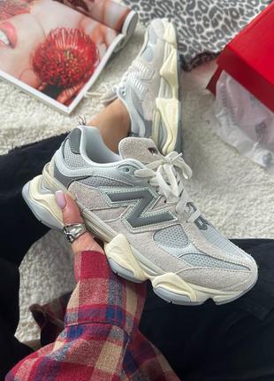 New balance 9060 grey white женские кроссовки 1950 баланс 9060 серые сеточка
