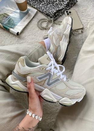 New balance 9060 beige женские кроссовки Deblend 9060 бежевые сеточка