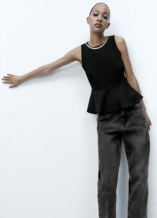 Топ/блуза с жемчугом от zara р.xs/s