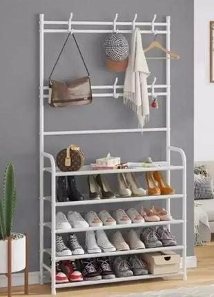 Універсальний вішак для одягу new simple floor clothes rack size 60x29.5x151 см білий1 фото