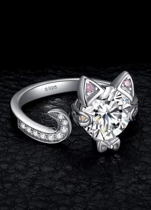Серебряное кольцо "котик"2 фото
