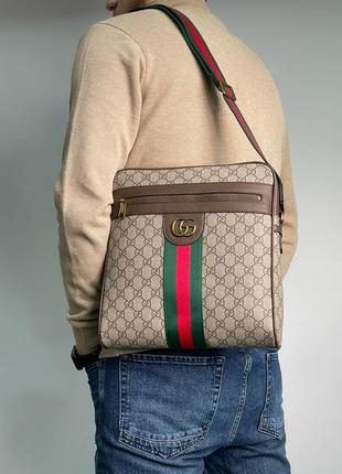 Чоловіча шкіряна сумка люкс якості у брендовому стилі2 фото