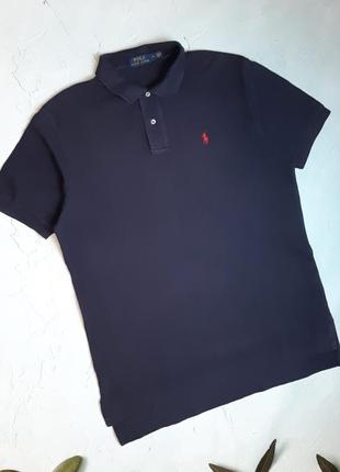 🎁1+1=3 брендова чоловіча темно-синя футболка поло ralph lauren, розмір 48 - 50