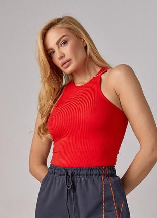 Майка трикотажна в рубчик — червоний колір, xs (є розміри)