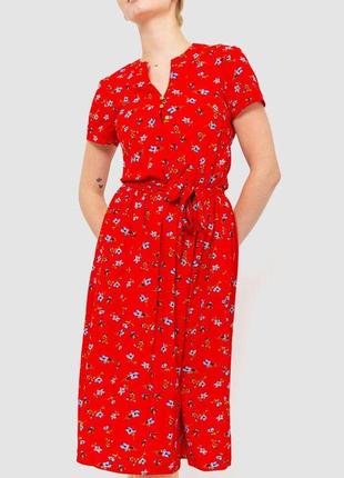 Сукня з квітковим принтом, колір червоно-синій, 230r006-222 фото