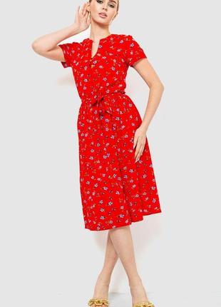 Сукня з квітковим принтом, колір червоно-синій, 230r006-221 фото