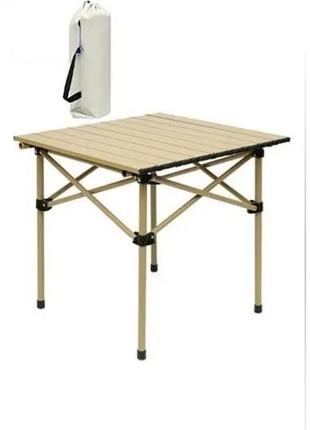 Стол прямоугольный складной для пикника в чехле 53x51x50 см туристический раскладной стол бежевый3 фото