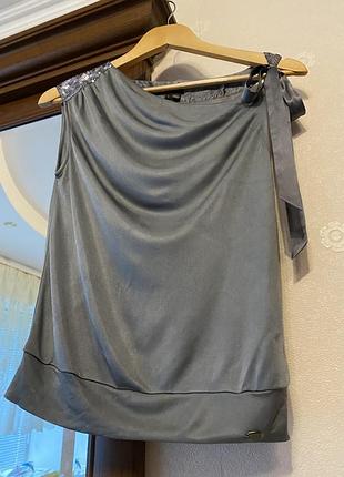 Трикотажна сіра майка із натурального шовку ted baker