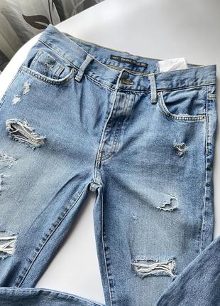 Джинсы bershka 38 s m дневным порванные брюки брюки прямые оригинал синие