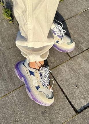 Кросівки жіночі balenciaga triple s clear sole white violet