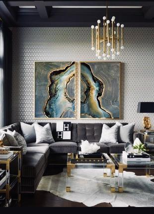 Абстрактная интерьерная картина из двух частей