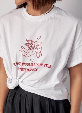 Женская футболка oversize с принтом ангела