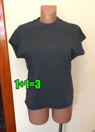 💥1+1=3 фірмова сіра жіноча натуральна футболка в стразах mango, розмір 42 - 44