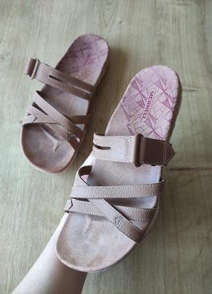Фирменные женские кожаные шлепанцы  merrell, сша.,р.38