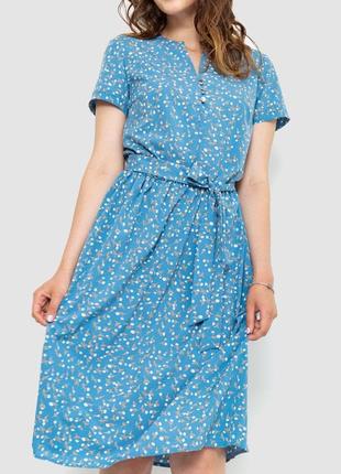 Сукня з квітковим принтом, колір петроль, 230r006-222 фото