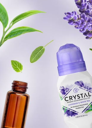 Crystal body deodorant, натуральний кульковий дезодорант із лавандою та білим чаєм, 2,25 рідкої унці