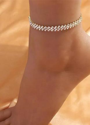Браслет на ногу анклет кристали