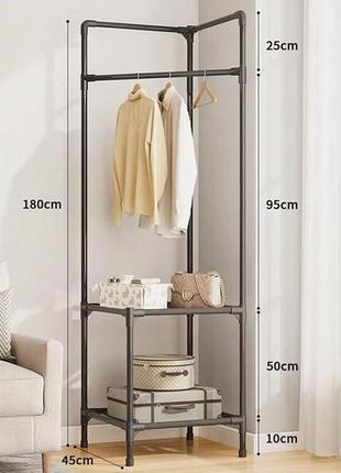 Кутова підлогова вішалка для одягу 180х45х45 см стійка для речей corner coat rack no:96034 фото