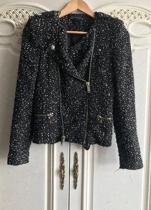 Шикарный твидовый пиджак жакет zara
