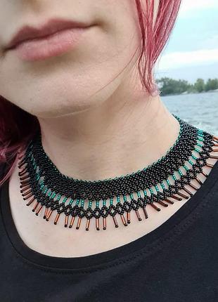 Силка ожерелье на завязках из чешского бисера