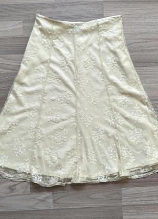 Винтажная кружевная юбка миди h&m vintage mesh