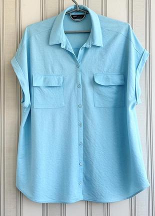 🩵🩵🩵брендова сорочка в шикарному кольорі віскоза. батал