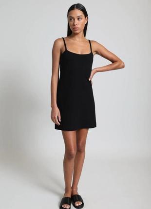 Новое черное мини платье кроше h&m, пляжное вязаное платье от zara