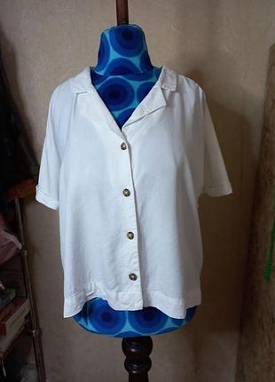 Белоснежная рубашка смесь лиоцелл+лён 50-52 размер