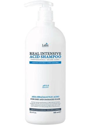 Шампунь для пошкодженого волосся lador real intensive acid shampoo 900 мл