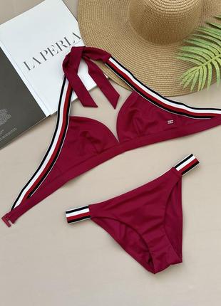 Купальник раздельный винного цвета Tommy hilfiger