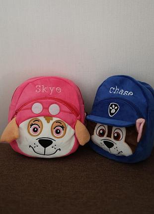 Дитячі рюкзаки щенячий патруль рюкзачок для дівчинки скай рюкзачок для хлопчика чейз плюшеві рюкзаки в садочок