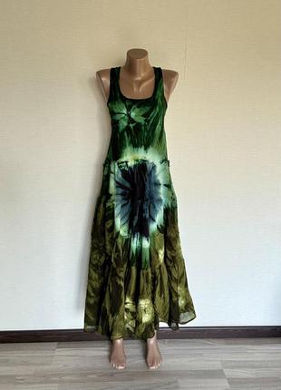 Винтажное платье макси дай vintage tie dye boho бохо гоблинкор goblincore fairycore nepal style