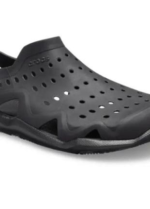 Мужские сандалии аквашузы крокс crocs swiftwater wave sandal black/black.3 фото