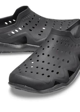 Мужские сандалии аквашузы крокс crocs swiftwater wave sandal black/black.