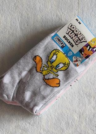 Шкарпетки дитячі на дівчинку комплект 3 пари роз. 35-38, 39-42 від looney tunes нові