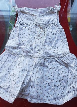 Zara baby легке літнє бавовняне плаття сарафан дівчинці 9-12 м 74-80 см