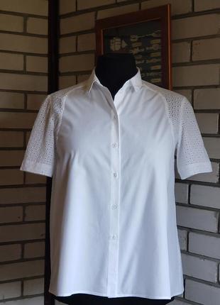 Блуза french connection, натуральная с спинкой и рукавчиками из набивной,перфорированной ткани 12-14 р-ру