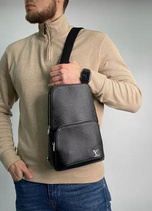 Чоловіча шкіряна сумка слінг люкс якості у брендовому стилі2 фото