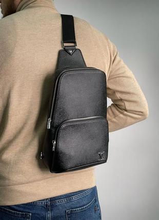 Чоловіча шкіряна сумка слінг люкс якості у брендовому стилі3 фото
