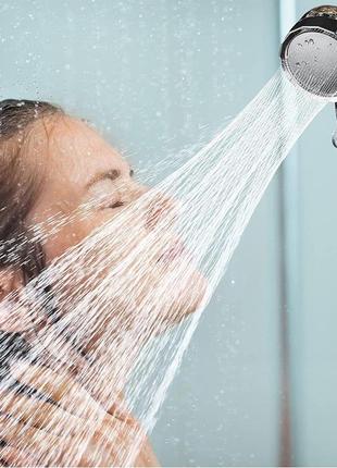 Водосберегающая воронка-насадка для душа turbocharged shower head с функцией стоп и вращением на 360°5 фото