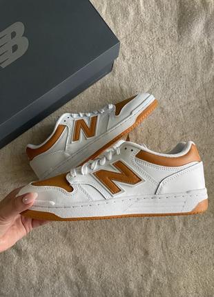 Оригінальні шкіряні кросівки new balance 480 white/orange bb480lmo