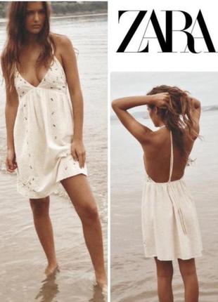 Платье короткое на бретелях zara xs