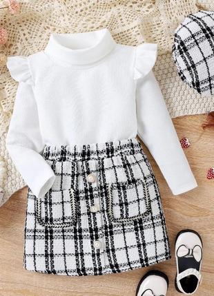 Детский костюм тройка кофта юбка берет