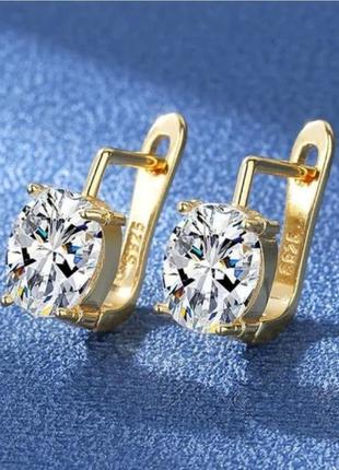 Серьги оригинальные изысканные сияющий камушок_swarovski