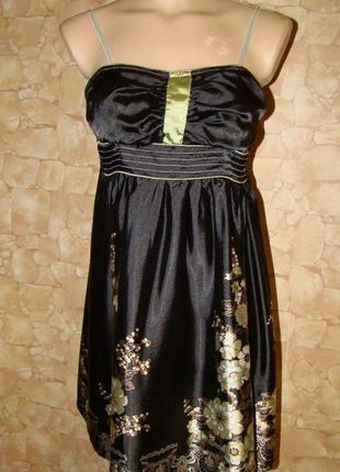 Легкий  атласный сарафан alice (принт цветы)р.m/l/xl